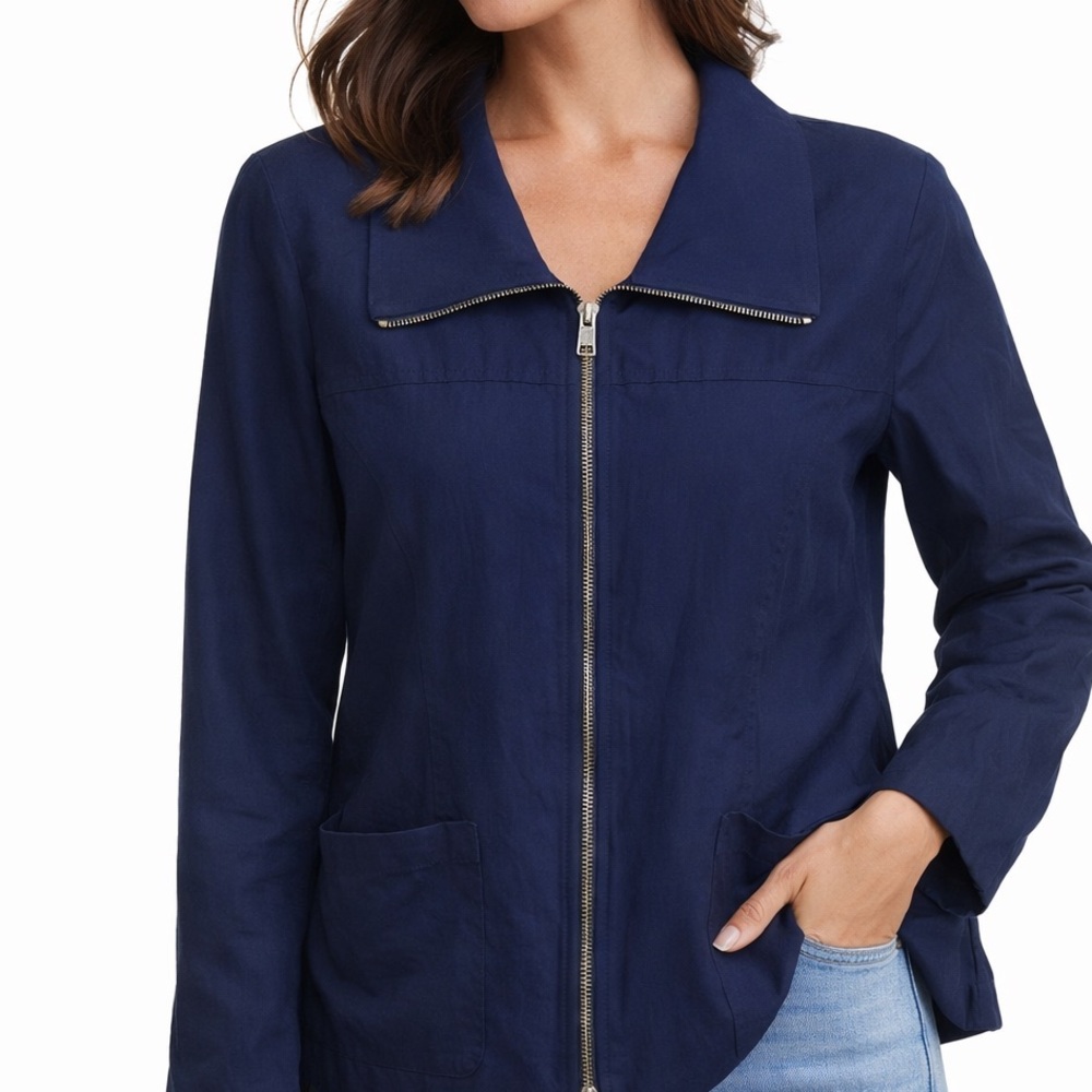Coldwater Creek Navy Zippered Jacket